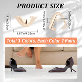 6Pcs 3 Colors Iron Toe Cap Covers, Toe Protectors, for Pointed Toe High-Heeled Shoes, Mixed Color, 36x42.5x13.5mm, Hole: 2.5mm, 2pcs/color