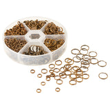 1 Box Iron Mixed Split Rings, Double Loops Jump Rings, Antique Bronze, 4~10x1~1.3mm, about 2~7.4mm inner diameter