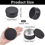 Round Aluminium Tin Cans, Aluminium Jar, Storage Containers for Cosmetic, Candles, Candies, with Screw Top Lid, Gunmetal, 8.6x3.9cm, capacity: 150ml, 10pcs/box