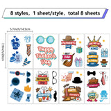 8 Sheets 8 Styles Father's Day PVC Waterproof Wall Stickers, Self-Adhesive Decals, for Window or Stairway Home Decoration, Mixed Shapes, 200x145mm, 1 sheet/style