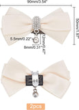 2Pcs Detachable Polyester Bowknot Shoe Decoration, with Alloy Buckle Clip, Crystal Glass Rhinestone, PapayaWhip, 90x50mm