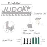 Fashion Iron Medal Hanger Holder Display Wall Rack, 20 Hooks, with Screws, Word Judo, Word, 146x400mm