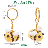 DIY 3D Bee Charm Keychain Making Kit, Including Iron Split Key Rings, Handwork Knitting Woolen Yarn Ornaments Accessories, Yellow, 12Pcs/set