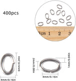 304 Stainless Steel Jump Rings Jewelry Findings, Closed but unsolder, Oval, Stainless Steel Color, 6x4x1mm, hole: 2x4mm, 400pcs/box