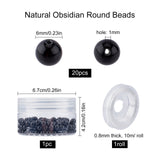 DIY Stretch Bracelets Making Kits, include Natural Obsidian Round Beads, Elastic Crystal Thread, Beads: 6~6.5mm, Hole: 0.8~1mm, 200pcs/box
