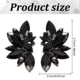 4 Pairs 4 Colors Rhinestone Flower Stud Earrings, Gunmetal Alloy Jewelry for Women, Mixed Color, 39x22mm, Pin: 0.8mm, 1 Pair/color