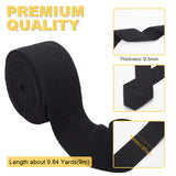 9M Cotton Ribbon, Twill Tape Ribbon, Double Herringbone Ribbon, for Carpet Decor, Flat, Black, 2 inch(50mm), about 9.84 Yards(9m)/Bag