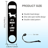 201 Stainless Steel Bottle Opener, with PU Leather Cord, Rectangle, Dog, 178x38x2mm