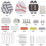 DIY Sports Ball Themed Earring Making Kits, Including PU Leather & Cowhide & Alloy & Plastic Pendants, Acrylic & Glass Pearl Beads, Brass Earring Hooks, Antique Silver & Silver