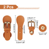 Cowhide Leather Sew on Bag Roller Buckles, Purse Tab Closure, with Brass Findings, Tan, 9.5x3.2x1.5cm