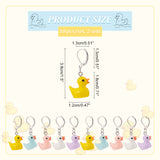 10Pcs 5 Colors Opaque Resin Duck Charms Locking Stitch Makers, with Platinum Iron Leverback Earring Findings, Mixed Color, 38mm, 2Pcs/color