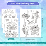 4 Sheets 11.6x8.2 Inch Stick and Stitch Embroidery Patterns, Non-woven Fabrics Water Soluble Embroidery Stabilizers, Flamingo Shape, 297x210mmm