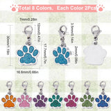 Cat Paw Prints Locking Stitch Markers, Alloy Enamel Pendant Stitch Marker, with 304 Stainless Steel Lobster Claw Clasps, Platinum, 3cm, 8 colors, 2pcs/color, 16pcs/box