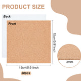 Self Adhesive Cork Sheets, for Kitchen Hot Mats, Cup Mats, Bulletin, Square, Sandy Brown, 150x150x3mm