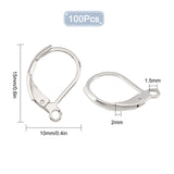 100Pcs 304 Stainless Steel Leverback Earring Findings, with Loop, Stainless Steel Color, 15x10x2mm, Hole: 1.5mm
