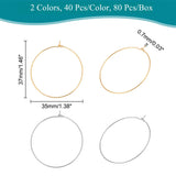304 Stainless Steel Hoop Earring Findings, Wine Glass Charms Findings, Golden & Stainless Steel Color, 37x35x0.7mm, 2 colors, 40pcs/color, 80pcs/box