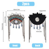 2Pcs Detachable Ethnic Style Evil Eye Appliques, Handmade Tassel Ornament Accessories, with Felt & Rhinestone, Colorful, 143mm