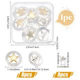 8Pcs 1-Hole Alloy Buttons, Flat Round with Star, for DIY Luggage and Hardware Accessaries, Silver, 29x7.9~12.5mm, Hole: 3.4mm, 8pcs/box