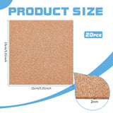 Self Adhesive Cork Sheets, for Kitchen Hot Mats, Cup Mats, Bulletin, Square, Sandy Brown, 150x150x2mm