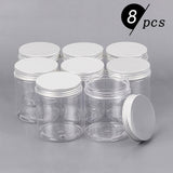 Plastic Empty Cosmetic Containers, with Aluminum Screw Top Lids, with Chalkboard Sticker Labels, Clear, 8.6x7.1cm, Capacity: 250ml
