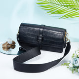 PU Imitation Leather Bag Handles, with Alloy Clasps, for Bag Straps Replacement Accessories, Black, 90.5x4x0.35cm