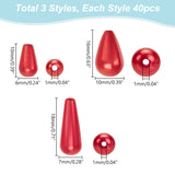 120pcs ABS Plastic Imitation Pearl, Teardrop, Red, 10~18x6~10mm, Hole: 1~1.5mm