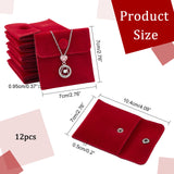 Square Velvet Jewelry Bags, with Snap Fastener, FireBrick, 7x7x0.95cm