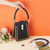 2Pcs PU Leather Braided Bag Strap, with Alloy Swivel Clasps, Bag Replacement Accessories, Black, 41.5x1cm