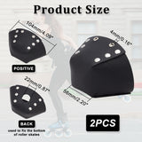 PVC Leather Roller Skate Toe Guard, Roller Skate Toe Cap, Trapezoid, Black, 104x56mm, Hole: 4mm & 22mm