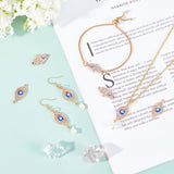 60Pcs 2 Style Light Gold Plated Alloy Links Connectors, with Crystal Rhinestone and Enamel, Hamsa Hand & Horse with Evil Eye, Blue, 24~27x12.5~14.5x2~3mm, Hole: 1.4~1.5mm