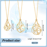 6Pcs 2 Color Brass Macrame Pouch Braided Gemstone Holder Pendant Necklace Making, with Moon & Star 304 Stainless Steel Charms, Platinum & Golden, 17.52 inch(44.5cm), 3Pcs/color