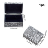 Aluminum Alloy Jewelry Box, Rectangle, Antique Silver, 8x6.15x4.05cm