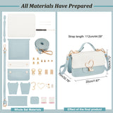 DIY Women's Crossbody Bag Kits, Include Imitation Leather Fabric, Magnetic Clasp, Heart Lock, Screwdriver, Sky Blue, 2.2~89x0.15~19.8x0.1~0.85cm