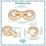 Brass Pave Clear Cubic Zirconia Fold Over Clasps, Flat Round, Golden, 23mm, Ring: 10x10.5x3.5mm, Inner Diameter: 4mm, Clasp: 11x3x5mm