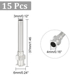 15Pcs 304 Stainless Steel Dispensing Blunt Tip Luer Lock Needles, Glue Dispensing Machine Accessories, Stainless Steel Color, 3.7x0.6x0.55cm, Inner Diameter: 0.4cm, Pin: 4mm, Hole: 3mm