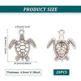 Alloy Pendants, Ocean Theme, Sea Turtle, Antique Bronze, 28.5x24.5x4.5mm, Hole: 2.5mm, 20pcs/box