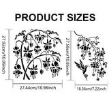 2Pcs 2 Styles PET Hollow Out Drawing Painting Stencils, with 1Pc Art Paint Brushes, for DIY Scrapbook, Photo Album, Malus spectabilis, 297~300x210~300mm, 1pc/style