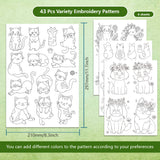 4 Sheets 11.6x8.2 Inch Stick and Stitch Embroidery Patterns, Non-woven Fabrics Water Soluble Embroidery Stabilizers, Cat Shape, 297x210mmm