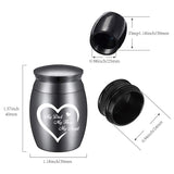 Alloy Cremation Urn Kit, with Disposable Flatware Spoons, Silver Polishing Cloth, Velvet Packing Pouches, Heart Pattern, 40.5x30mm, 1pc