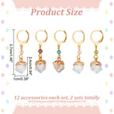 12Pcs 4 Colors Imitation Austrian Crystal Diagonal Cube Charms Locking Stitch Markers, with Gold Tone 304 Stainless Steel Leverback Earring Findings, Mixed Color, 3.7cm, 3pcs/color