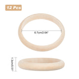 12Pcs Unfinished Wood Bangles, DIY Wood Crafts, Bisque, 1/2 inch(1.3cm), Inner Diameter: 2-5/8 inch(6.7cm)