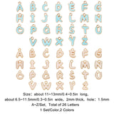 Alloy Enamel Charms, Enamelled Sequins, Cadmium Free & Nickel Free & Lead Free, Light Gold, Alphabet, Letter A~Z, Mixed Color, 11x6.5x2mm, Hole: 1.5mm, 26pcs/set, 2 colors, 1set/color, 2sets, 52pcs/box