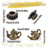 40Pcs 2 Styles Tibetan Style Alloy Pendants, Teapot, Antique Bronze, 13x15x8mm, Hole: 2mm, 20pcs/style