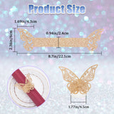Butterfly Paper Napkin Rings, Napkin Holders Serviette Ring Buckles, for Restaurant Daily Accessaries, Gold, 221x60x0.5mm