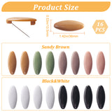 16Pcs 8 Color Plastic Blank Oval Brooch Pins, Scarf Hijab Lapel Pin Buckles for Ladies Hair Dressing Accessories, Pink, 36x13.5x9mm, 2Pcs/color