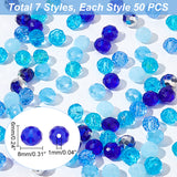7 Strands 7 Style Electroplate Transparent & Opaque Solid Color Glass Beads Strands, Faceted, Rondelle, Blue, 8x6mm, Hole: 1mm; about 350pcs/box