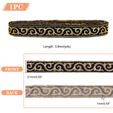 Ethnic Style Polyester Ribbon, Jacquard Ribbon, Tyrolean Ribbon, Clothing Accessories, Flat, Gold, Cloud Pattern, 7/8 inch(21mm), about 4.16 Yards(3.8m)/pc