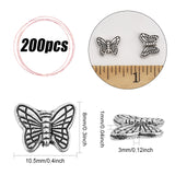Tibetan Style Alloy Butterfly Beads, Cadmium Free & Lead Free, Antique Silver, 8x10.5x3mm, Hole: 1mm, 200pcs/box
