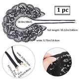 1Pc Detachable Polyester Lace Collars, with Alloy & Plastic Imitation Pearl Charms, Clothes Sewing Applique Edge, DIY Garment Accessories, Black, 1400x146x1mm