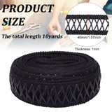 9.5~10 Yards PU Leather Ribbon, Artificial Leather Fleece Strip, Pleather Lattice Band Cross Trim, for Garments, Crafts and Home Decoration Making, Black, 1-5/8 inch(40mm)